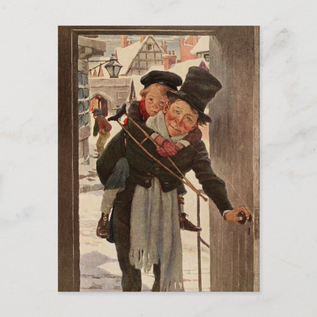 A Christmas Carol: Tim & Mr. Cratchit Postcard (Front)