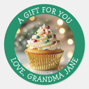 A  Christmas Cupcake Personalized Food Label