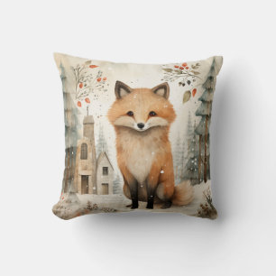 A CHRISTMAS FOX THROW PILLOW