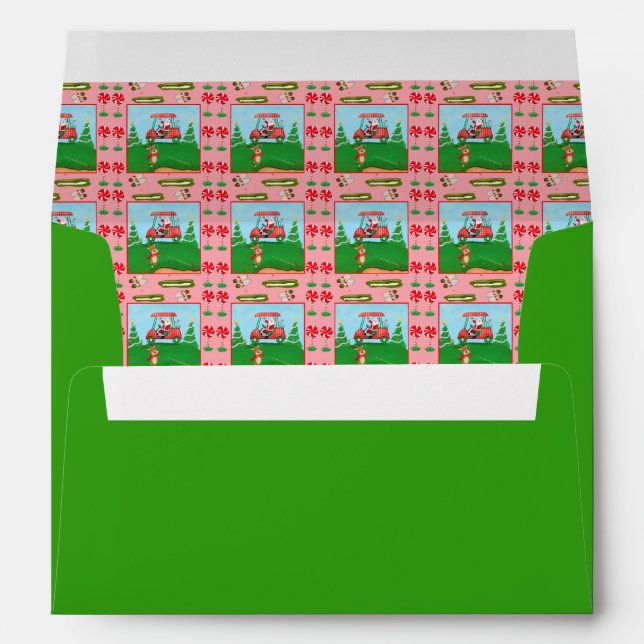 A Christmas Golf Outing With Santa And Reindeer   Envelope (Back (Bottom))