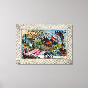 A Christmas Greeting, Victorian postcard Canvas Print