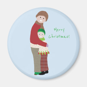 A Christmas Hug Round Magnet