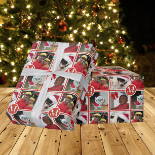 A Christmas Monogram Red Create Your Own Photo Wrapping Paper