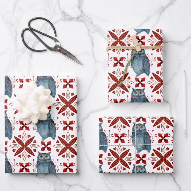 A Christmas Nordic Tile Series Design 2   Wrapping Paper Sheet (Front)
