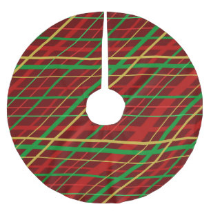 A Christmas Plaid - red, green, gold on a Brushed Polyester Tree Skirt