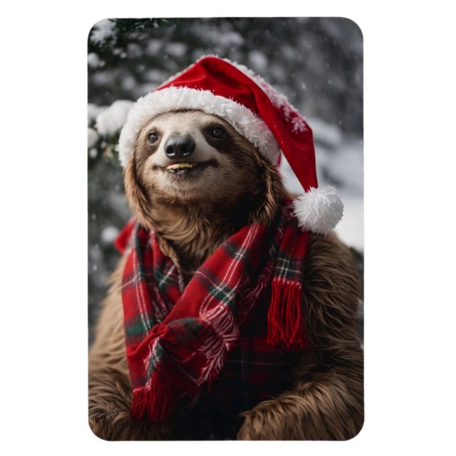 A Christmas Sloth Magnet (Vertical)
