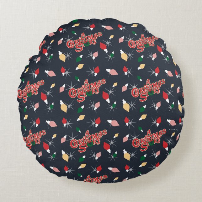 A Christmas Story | Christmas Lights Pattern Round Pillow (Front)