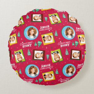 A Christmas Story Family Photos Pattern Round Pillow