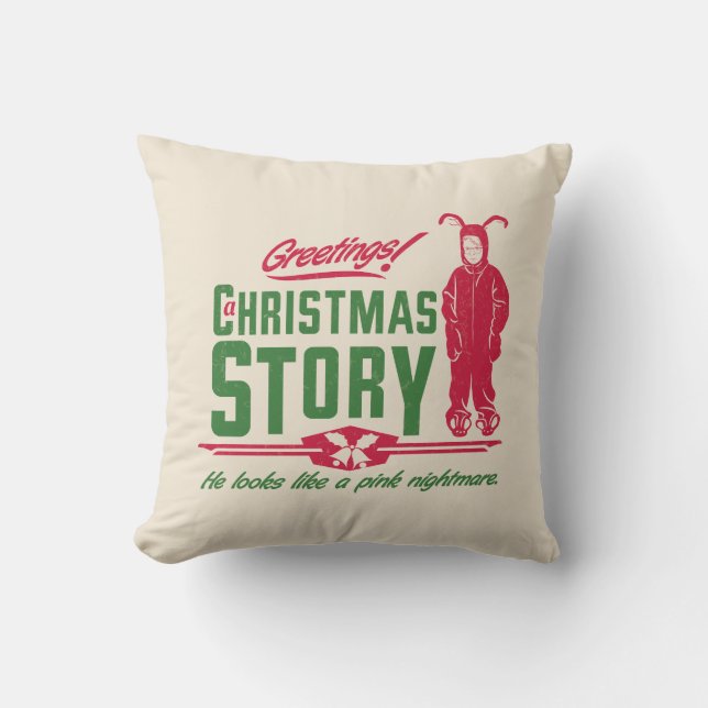 A Christmas Story | He Looks Like a Pink Nightmare Throw Pillow (Front)