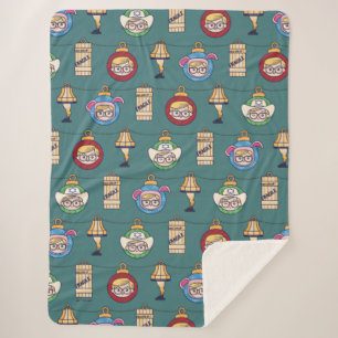 A Christmas Story   Ralphie and Ornaments Pattern Sherpa Blanket