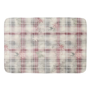 A Christmas Tartan Floral Design Series #13 Bath Mat