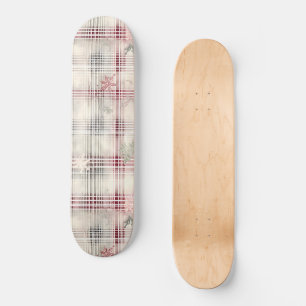 A Christmas Tartan Floral Design Series #13 Skateboard