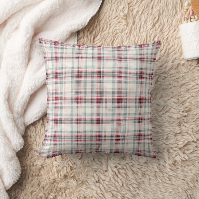 A Christmas Tartan Floral Design Series #24 Throw Pillow (Blanket)