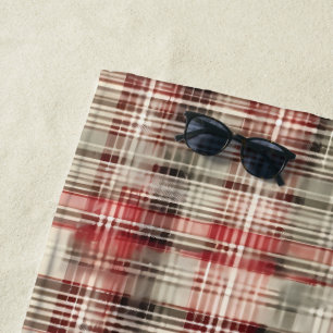 A Christmas Tartan Floral Design Series #2 Beach Towel