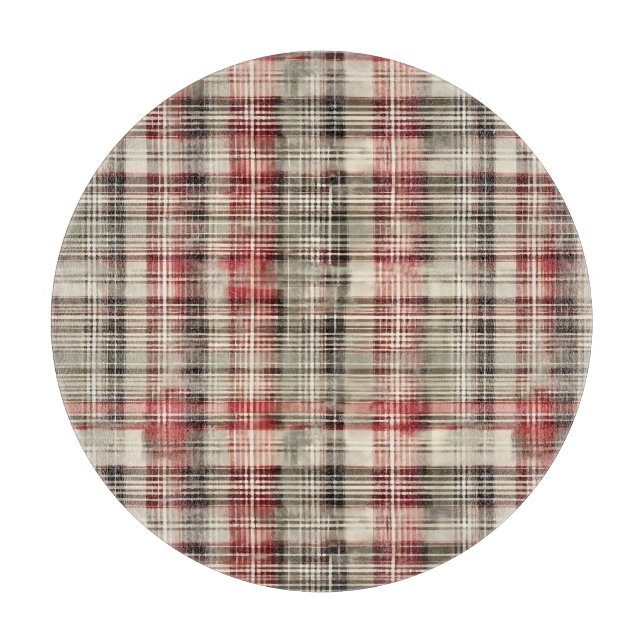A Christmas Tartan Floral Design Series #2 Cutting Board (Front)