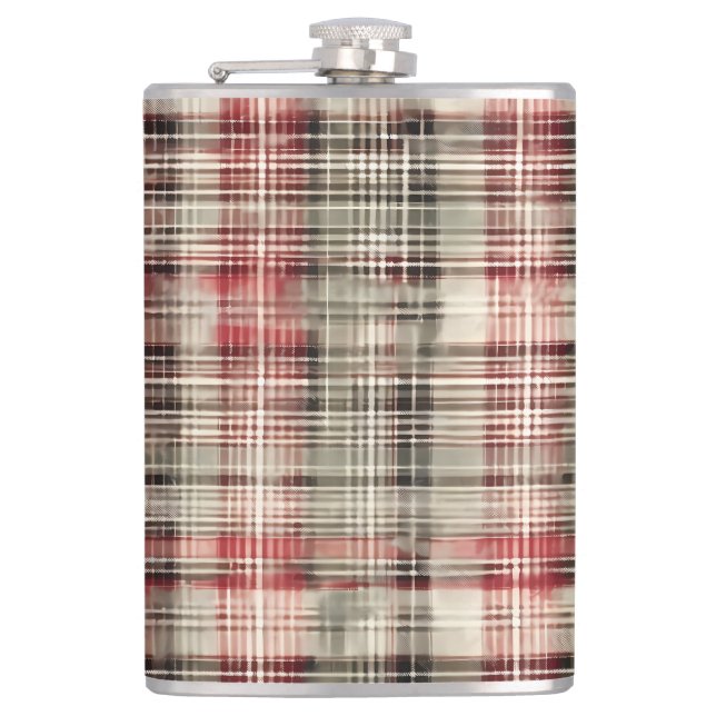 A Christmas Tartan Floral Design Series #2 Hip Flask (Front)