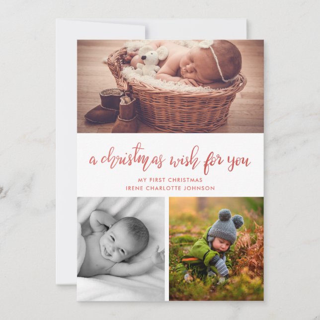 A Christmas Wish For You | Baby First Christmas Holiday Card (Front)