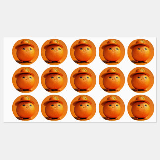 A Chubby Orange With Hat - Waterproof Sticker