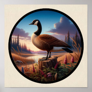 A Circular 3D Image of a Beautiful Canada Goose Poster