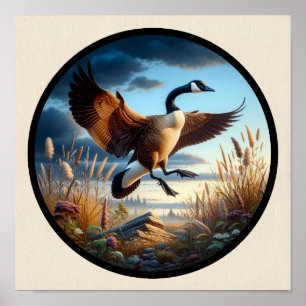 A Circular 3D Image of a Beautiful Canada Goose Poster