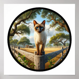 A Circular 3D Image of a Beautiful Siamese Cat Poster