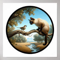 A Circular 3D Image of a Beautiful Siamese Cat