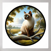 A Circular 3D Image of a Beautiful Siamese Cat 