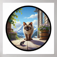 A Circular 3D Image of a Beautiful Siamese Cat