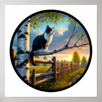 A Circular 3D Image of a Beautiful Tuxedo cat 