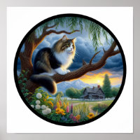 A Circular 3D Image of a Domestic Longhair Cat