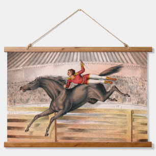 A Circus Performer Riding A Vaulting Horse Hanging Tapestry