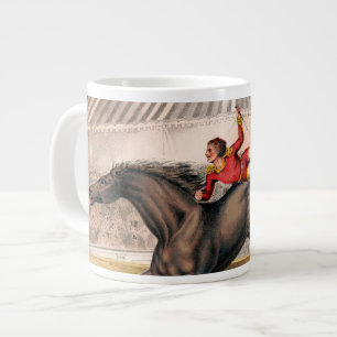 A Circus Performer Riding A Vaulting Horse Large Coffee Mug