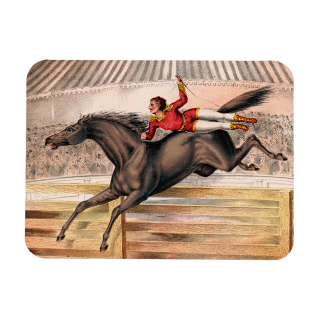 A Circus Performer Riding A Vaulting Horse Magnet (Horizontal)