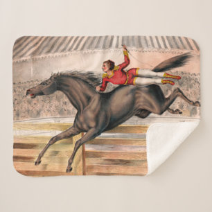 A Circus Performer Riding A Vaulting Horse Sherpa Blanket
