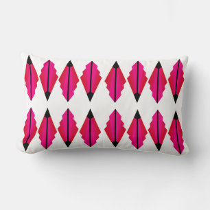 A Classic Art Deco Pattern in Deep Pinks Lumbar Pillow