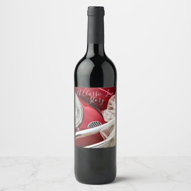 A classic car love story wine label (Front)