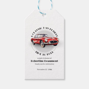 A Classic Has Retired Red Car Retirement Party Gift Tags
