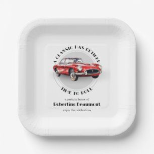 A Classic Has Retired Red Car Retirement Party Paper Plate