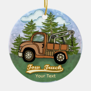 A Classic Old Tow Truck Ceramic Ornament