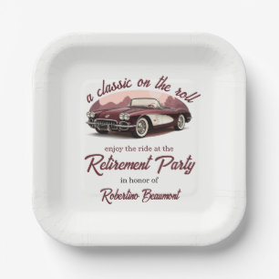 A Classic on the Roll Retro Car Retirement Party Paper Plate