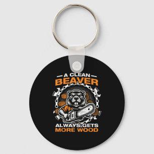 A Clean Beaver Lumberjack Forestry Worker Chainsaw Keychain