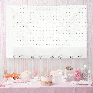 A clean white backdrop featuring tiny dots scatter banner