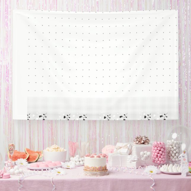 A clean white backdrop featuring tiny dots scatter banner (Party)