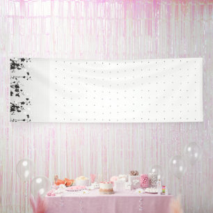 A clean white backdrop featuring tiny dots scatter banner