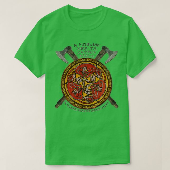 A Cleaved Head No Longer Plots T-Shirt (Design Front)
