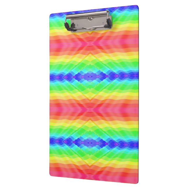 A clipboard with a colourful, kaleidoscopic rainbo (Left)