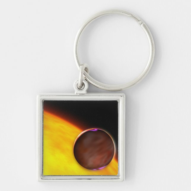 A close-up of an extrasolar planet keychain (Front)