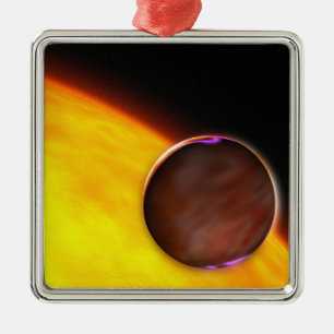 A close-up of an extrasolar planet metal ornament