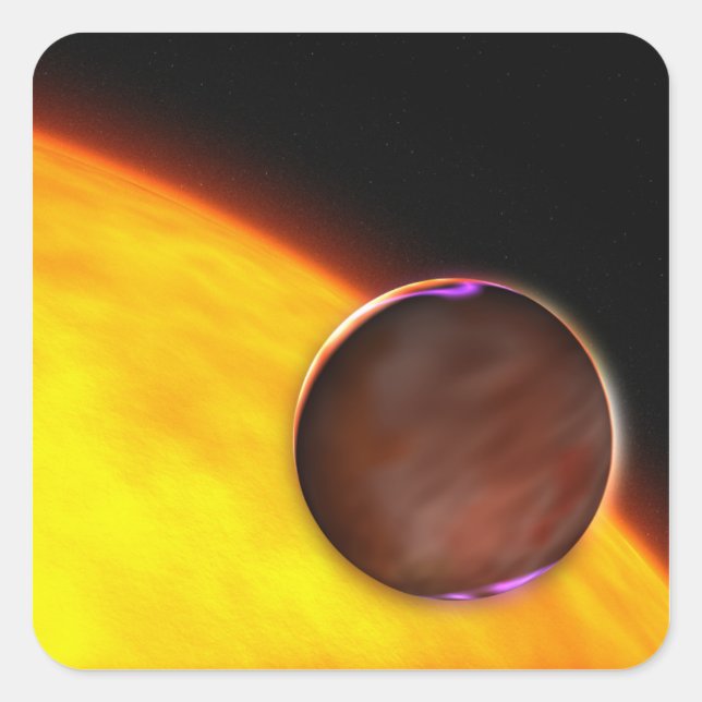A close-up of an extrasolar planet square sticker (Front)