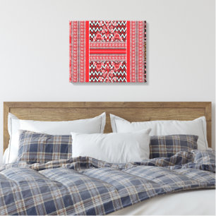 A close-up of red and black patterned fabric showc canvas print